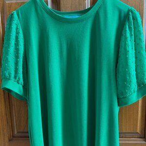 Cece green top size L semi sheer sleeves